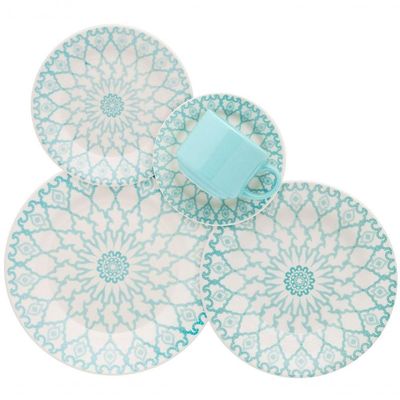 Kit 4 Pratos Rasos Donna Mandala Oxford Cerâmica 24cm