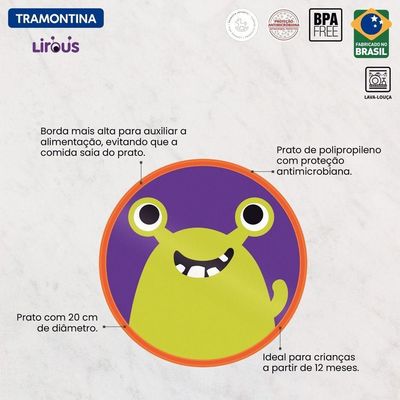 Prato Infantil Tramontina Lirous Em Polipropileno Laranja Tramontina