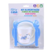 Kit Alimentação Com Copo Infantil 4 Peças Fibra De Bambu Bene Casa Rosa