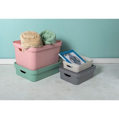 Caixa Organizadora Cube Bege 32 L Com Tampa 46 X 36 X 24,5 Cm