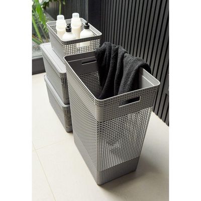Cesto De Roupa Grid Bege 49 L Com Tampa 38 X 28 X 55,2 Cm