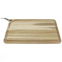 Tábua Para Churrasco Retangular Em Madeira Teca Com Acabamento Natural 46 X 23 Cm