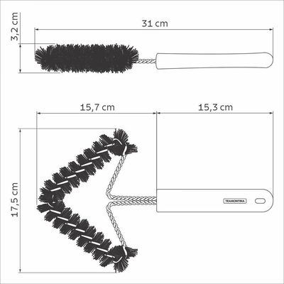 Escova Para Grelha Churrasco Com Estrutura De Aço Inox Com Cerdas De Nylon E Cabo De Poli