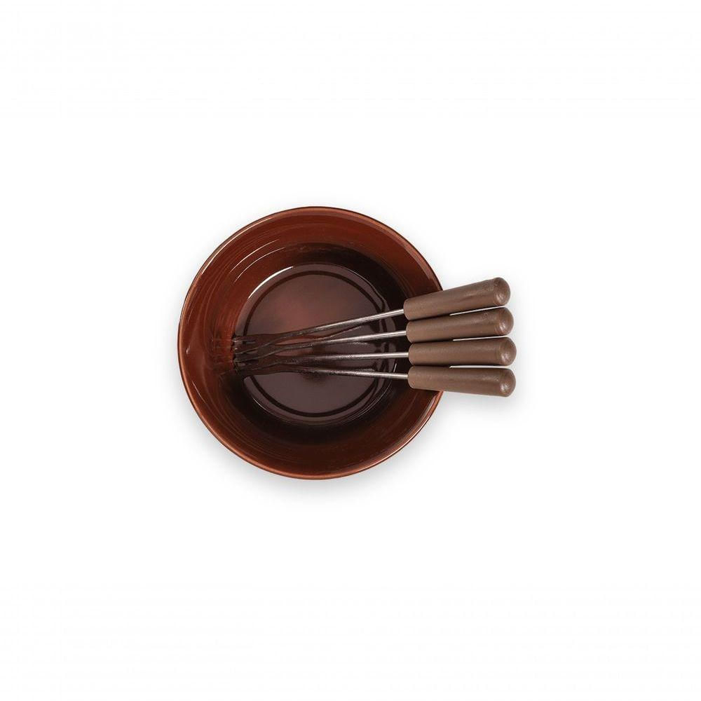 Aparelho De Fondue 7 Peças Chocolate Cerâmica Linha Fondue Brinox Branco