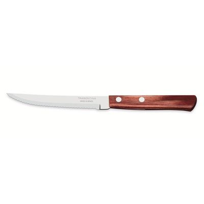 Conjunto De Facas Para Churrasco 5" 6 Peças Em Aço Inox E Cabos Madeira Polywood Vermelho