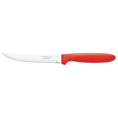 Faca Para Churrasco Ipanema Com Lâmina Em Aço Inox E Cabo De Polipropileno Vermelho 5"