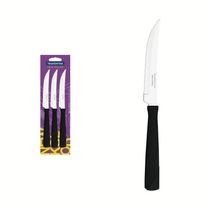 Conjunto De Facas Para Churrasco Tramontina New Kolors Em Aço Inox E Cabo Preto 3 Peças Tramontina