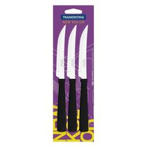 Conjunto De Facas Para Churrasco Tramontina New Kolors Em Aço Inox E Cabo Preto 3 Peças Tramontina