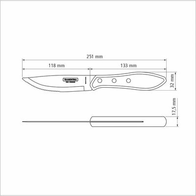 Faca Para Churrasco Jumbo Com Lâmina Em Aço Inox E Cabo De Madeira Polywood Castanho 5"