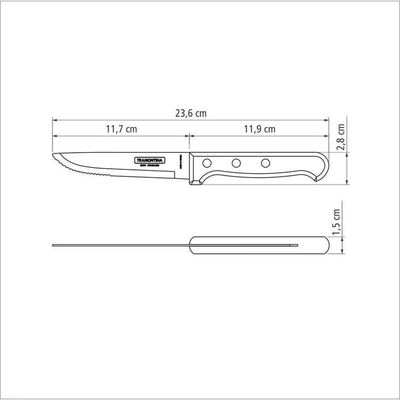 Faca Para Churrasco Jumbo Com Lâmina De Aço Inox E Cabo De Madeira Polywood Castanho 5"