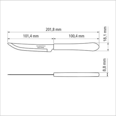 Faca Para Churrasco Leme Com Lâmina Em Aço Inox E Cabo De Polipropileno Azul Oceano 4"
