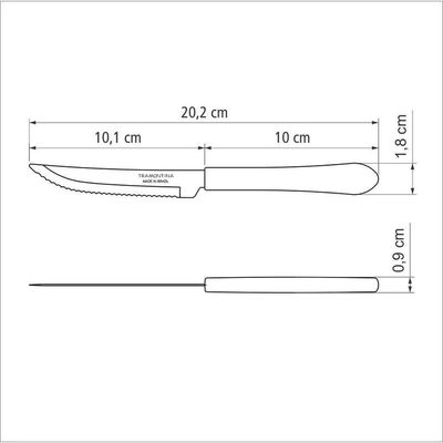 Faca Para Churrasco Leme Com Lâmina Em Aço Inox E Cabo De Polipropileno Azul Oceano 4"