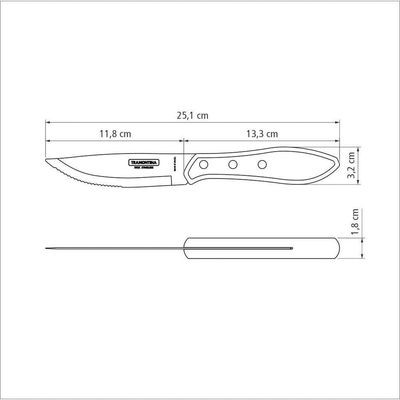 Faca Para Churrasco Jumbo Com Lâmina Em Aço Inox E Cabo De Madeira Polywood Vermelho 5"