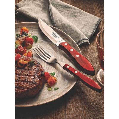 Faca Para Churrasco Jumbo Com Lâmina Em Aço Inox E Cabo De Madeira Polywood Vermelho 5"