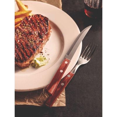 Jogo De Talheres Para Churrasco Em Aço Inox E Cabo Vermelho Polywood 12 Peças - Faca 5"