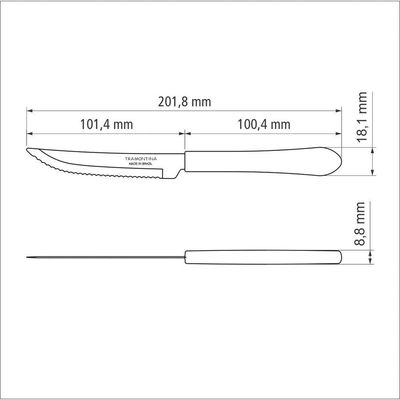 Faca Para Churrasco Leme Com Lâmina Em Aço Inox E Cabo De Polipropileno Vermelho 4"