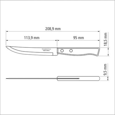 Faca Para Churrasco Tradicional Com Lâmina Em Aço Inox E Cabo Em Madeira Natural 5"