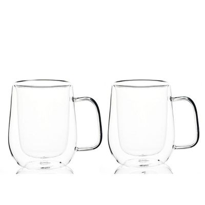 Conjunto 2 Copos Com Alça Parede Dupla 350ml Borossilicato