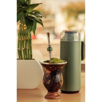 Bomba De Chimarrão Tramontina Ilex Em Aço Inox Com Rosca E Pedra ágata Verde 25 Cm Tramontina