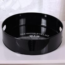 Kit Coqueteleira E Bandeja Redonda Classic Black 25X7 Aço Galvanizado Bene Casa