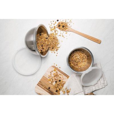 Recipiente Tramontina Cucina Em Aço Inox Com Tampa Plástica Preparar E Servir 16 Cm 1,6 L Tramontina